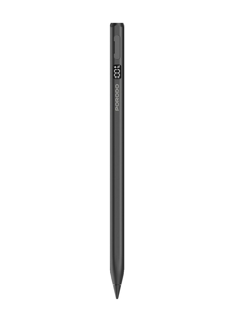 porodo Magnetic Active Stylus Pen for iPad Works with 2018-2025 Models with Palm Rejection and Tilt Sensitivity / Rechargeable Digital Pen / Magnetic Attachment - Black  - Image 1