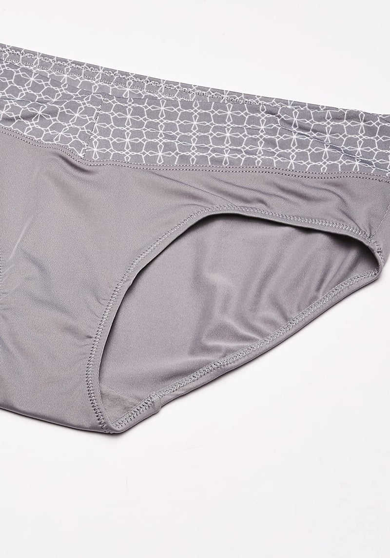 Warner's Women's Blissful Benefits No Muffin 3 Pack Hipster Panties, Black/White/Smoked Pearl w/Octagon Print Waistband, XL - Image 3