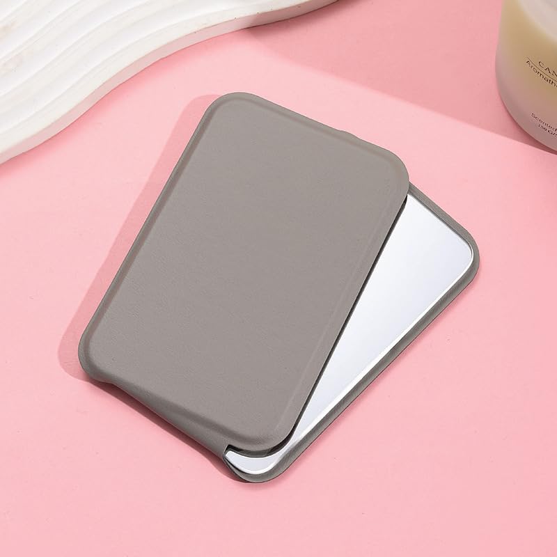 KUCHIFY Portable Foldable Travel Mini Makeup Mirror – Compact Lightweight Adjustable Stand, Tabletop Mount, Ideal for Purse, Bags, Luggage, Everyday Use, Grey, Pack of 1 - Image 1