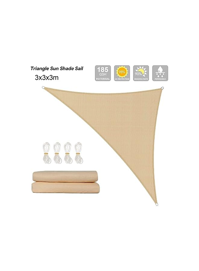 The Bros Sun Shade Sail, Permeable Canopy Cover, Breathable Rectangle Canopy Fabric Cloth, 90% UV Blockage Awning Shelter for Outdoor Patio Garden Backyard Carport (3x3m, Triangle) - Image 2