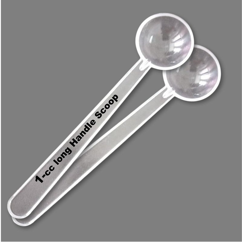 Oleaf 1cc Measuring Scoop |Pack of 25 | Long Handle Plastic Spoon 1ml|Clear Food Grade Plastic Scoop for Accurate Dosing of Powders, Liquids, Spices, Kitchen, Lab, Supplement, Pet Food - Image 1