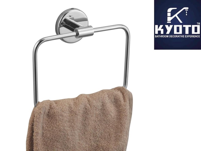 Kyoto KYOTO Cruze Towel Ring Brass Chrome Finished Wall Hanging RingTowel RingNapkin HolderTowel Hanger for Kitchen Wash Area Bathroom Accessories Pack of 1  - Image 2