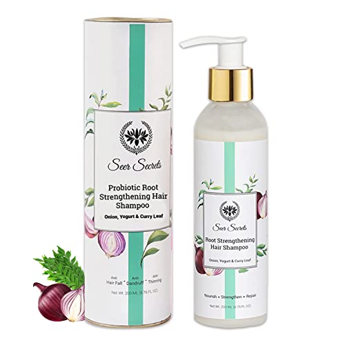 Seer Secrets Onion, Curry Leaf & Probiotic Yogurt Hair Shampoo – 200ml | Anti-Hair Fall, Hair Growth & Dandruff Control | Strengthens Roots, Repairs Damage, Nourishes Scalp | For Men & Women - Image 1
