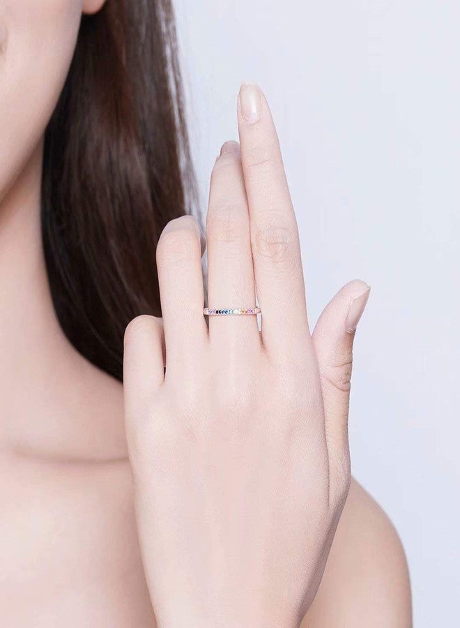 Qings Sterling Silver Ring Ultrathin Zircon Color Ring Birthday Present Designed for Girlfriend. - Image 2