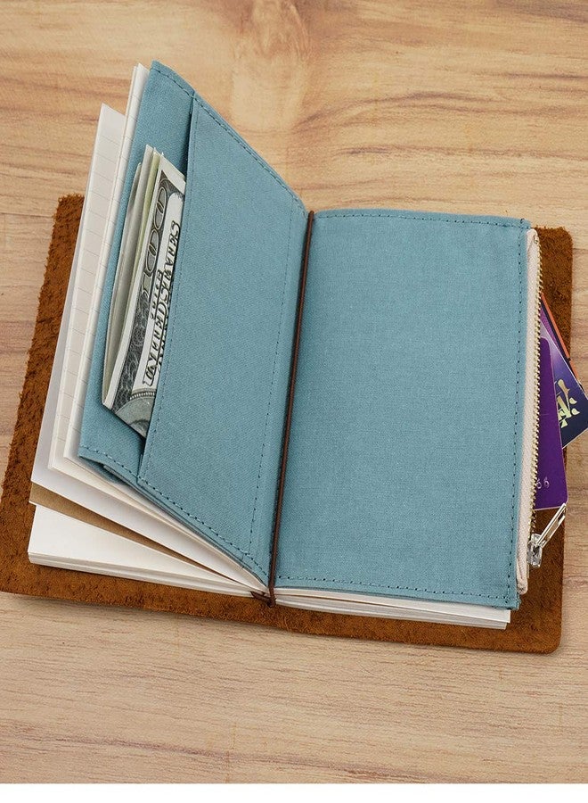 Moterm Canvas Zipper Pocket for Travelers Notebook, 1 Insert Pouch Refill for TN Accessories Card Holder Storage Bag File Folder Stationery (Passport Size,Skyblue) - Image 5
