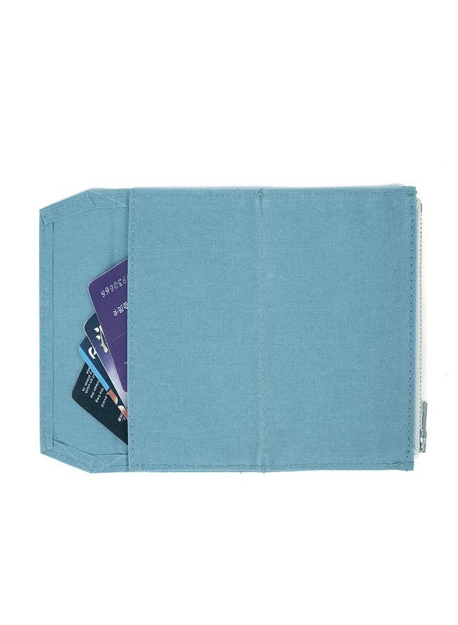 Moterm Canvas Zipper Pocket for Travelers Notebook, 1 Insert Pouch Refill for TN Accessories Card Holder Storage Bag File Folder Stationery (Passport Size,Skyblue) - Image 3