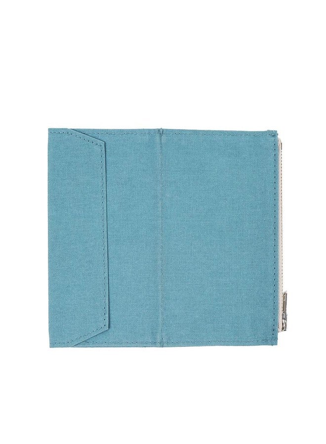 Moterm Canvas Zipper Pocket for Travelers Notebook, 1 Insert Pouch Refill for TN Accessories Card Holder Storage Bag File Folder Stationery (Passport Size,Skyblue) - Image 2
