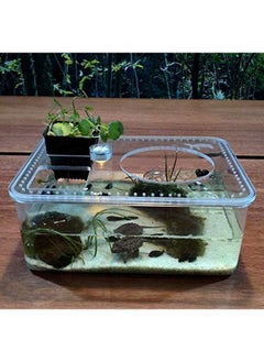 Saim Turtle Tank Kit, Acrylic Aquatic Turtle Tank, Full View Visually Tortoise Aquarium Habitat with Lid (Water Tank + led Light + Water Pump) for Turtles, Small Reptiles Betta Fish  - Image 5