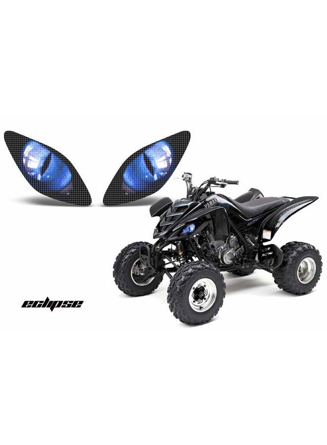 غطاء ملصق رسومات عيون مصابيح ATV متوافق مع ياماها رابتور 660 2001-2005 لون إكليبس أزرق
