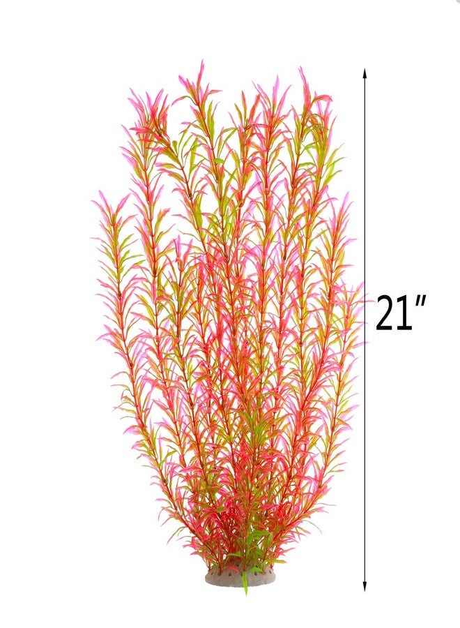 JIH Aquarium Plastic Plants Large, Artificial Plastic Long Fish Tank Plants Decoration Ornaments Safe for All Fish 21 Inches Tall (J07 Pink) - Image 3