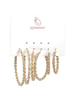 Just Peachy Just Peachy Set of 3 Gold Plated Earrings for Women, Versatile Collection Featuring Classic Studs, Hoop, Drop Designs, Perfect for Any Occasion, Ideal for Daily Wear or Special Events, Pack of 3  - Image 1