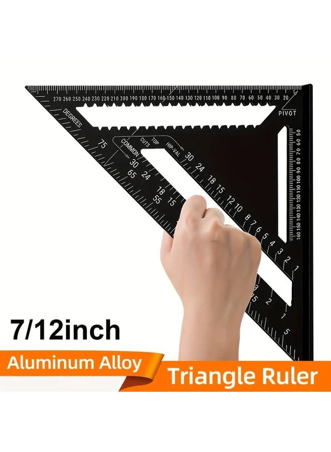 12 Inch Metric Aluminum Triangle Ruler High Precision Measuring Tool - Image 2
