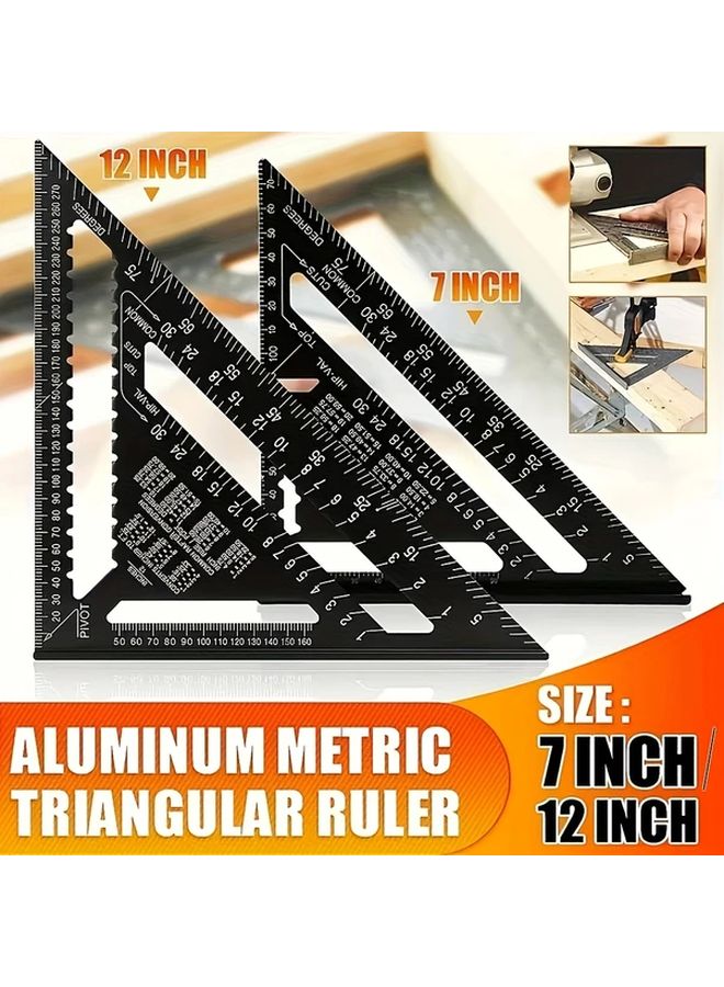 12 Inch Metric Aluminum Triangle Ruler High Precision Measuring Tool - Image 3