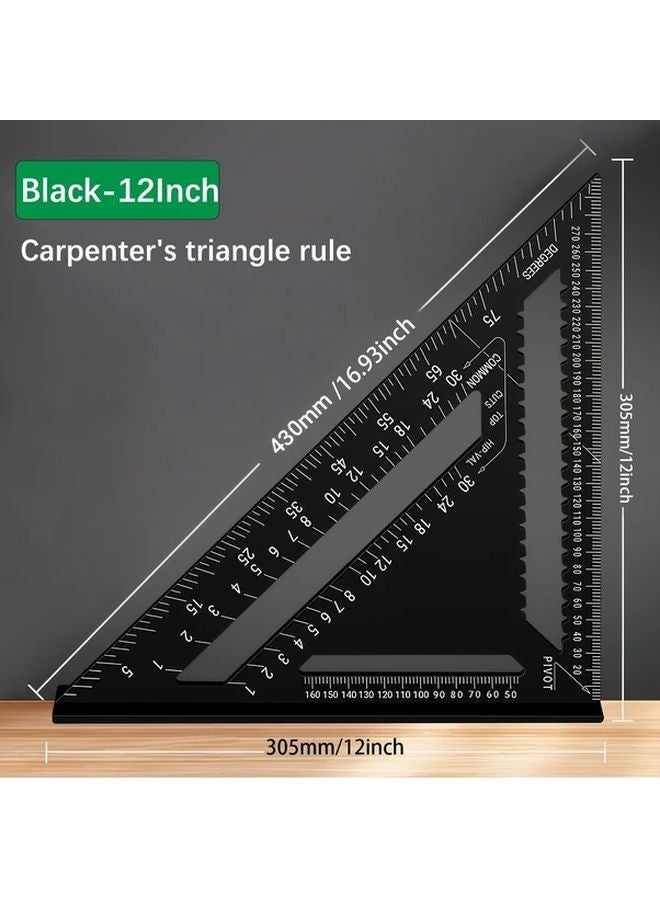 12 Inch Metric Aluminum Triangle Ruler High Precision Measuring Tool - Image 1