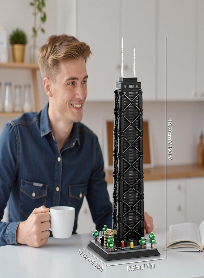 CSNRHG John Hancock Center Chicago Architecture Model Building Blocks Sets The Office Landmarks Skyline Set Toys Collection for Kids Adults 1284Pcs - Image 4