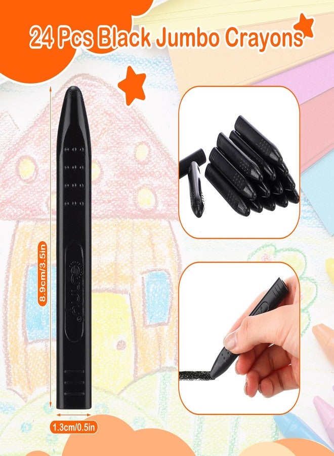 Fuyoooo 24 Pcs Black Jumbo Crayons Bulk Single Color Giant Crayons, Non-toxic, Washable, Unbreakable, No Mess, Easy-grip for Safe Coloring Gifts Arts and Crafts Essentials - Image 2