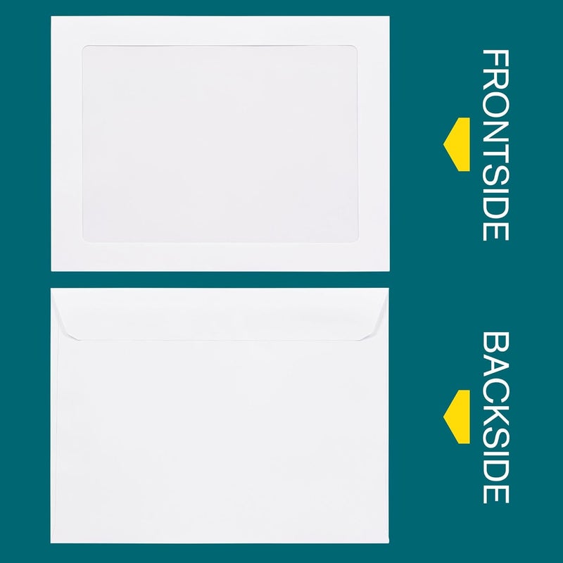 EnDoc 9x12 Full Face Window Envelopes - 28lb Paper. Bright White 9 x 12 Inches Envelope, With a nice Clear Full window - 50 Pack - Image 2