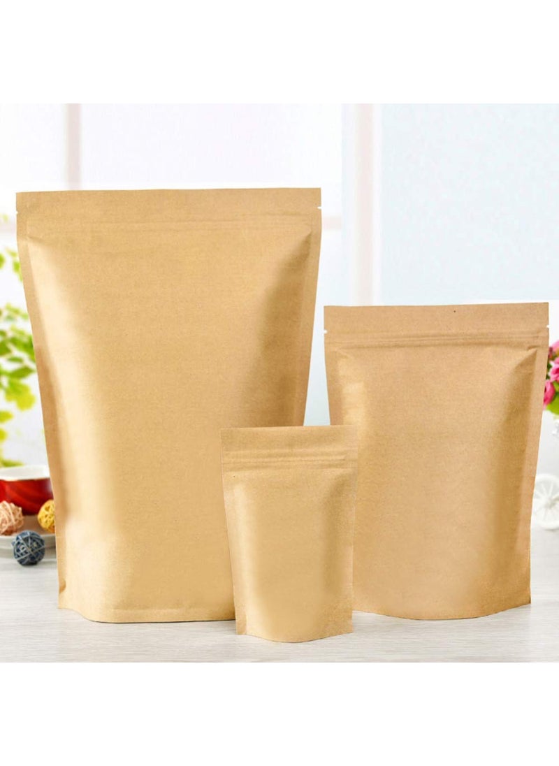 KCL KCL Brown Kraft Paper Standup Pouches with Ziplock for Food Packaging (Food Grade) - Dimension - 5x8 Inches - Capacity - 250 Gms - Pack of 100 Pc  - Image 1