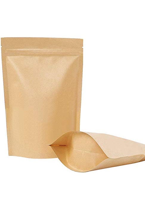 KCL KCL Brown Kraft Paper Standup Pouches with Ziplock for Food Packaging (Food Grade) - Dimension - 5x8 Inches - Capacity - 250 Gms - Pack of 100 Pc  - Image 2