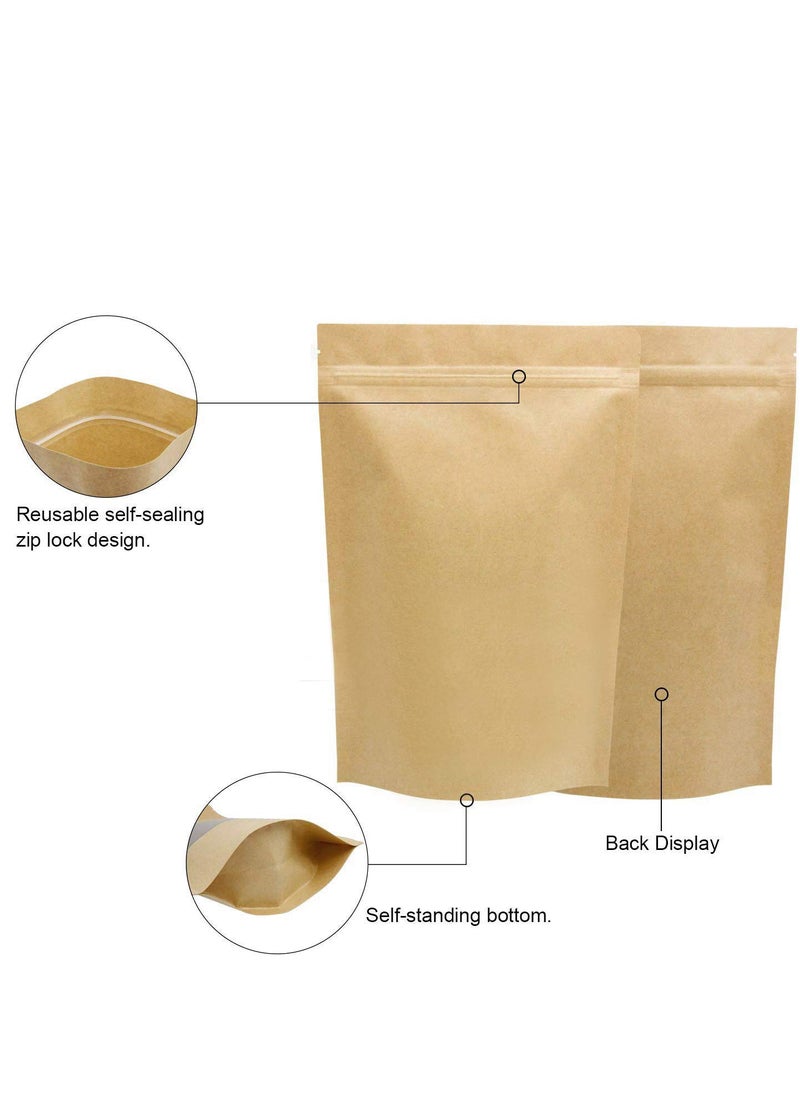 KCL KCL Brown Kraft Paper Standup Pouches with Ziplock for Food Packaging (Food Grade) - Dimension - 5x8 Inches - Capacity - 250 Gms - Pack of 100 Pc  - Image 3