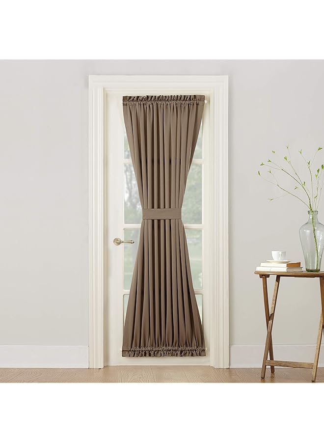 erorex Barrow Energy Efficient Door Panel Curtain With Tie Back 54 Inch X 72 Inch Mocha Brown - Image 1