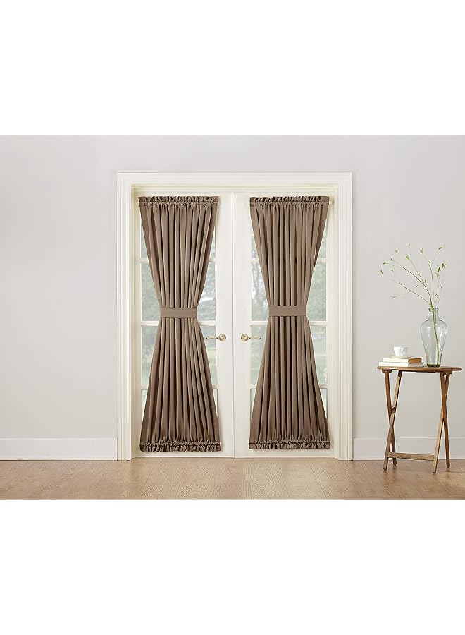 erorex Barrow Energy Efficient Door Panel Curtain With Tie Back 54 Inch X 72 Inch Mocha Brown - Image 3