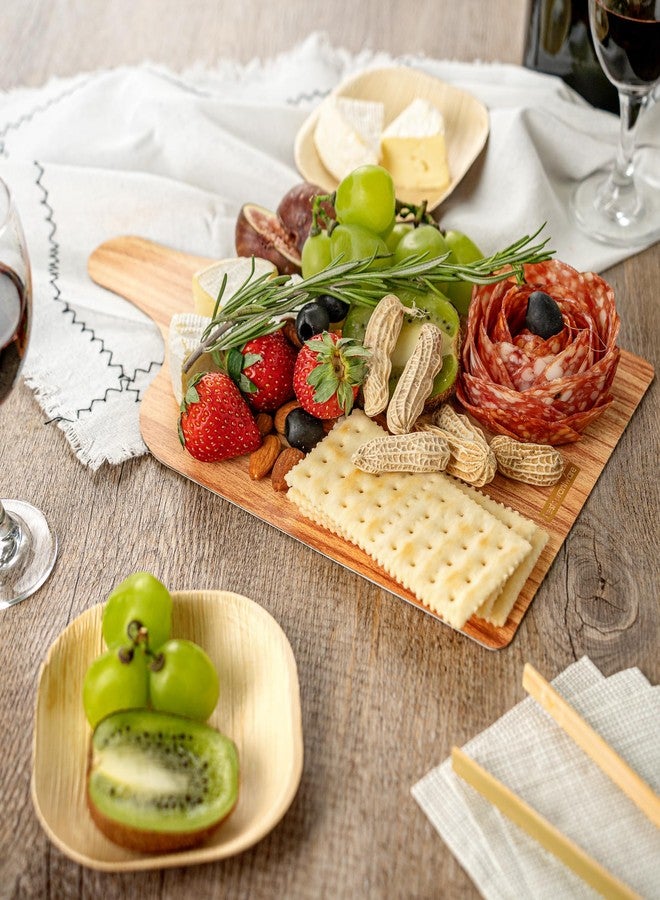 Restaurantware Cater Tek 11.8 x 7 Inch Charcuterie Boards 10 Faux Wood Cheese Boards - WIth Handle Stackable Paper Cardboard Charcuterie Boards Disposable For Serving At Catered Events - Image 3