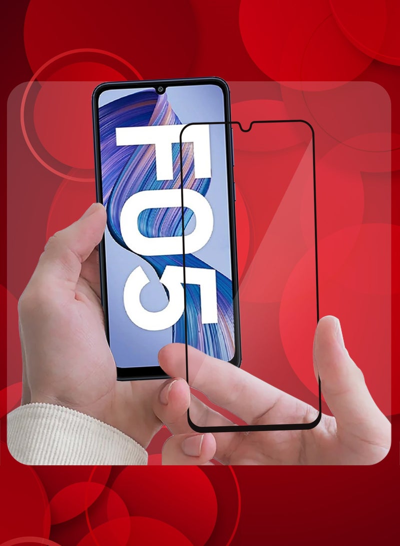 CATANES (for Samsung Galaxy F05) Tempered Glass Screen Protector Edge to Edge Scratch Resistant and Shock Proof / Side Black - Image 2