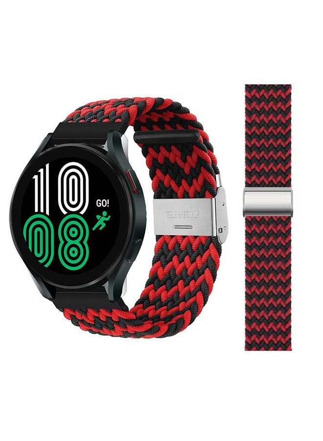 Perfii Adjustable Braided Solo Loop Band for Samsung Galaxy Watch4 40/44mm Black/Red - Image 1