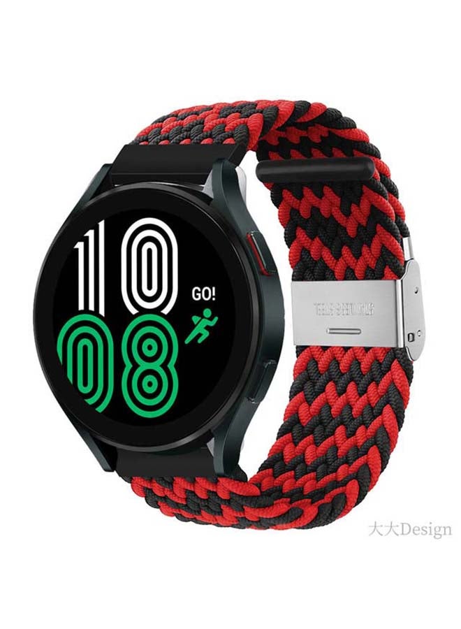 Perfii Adjustable Braided Solo Loop Band for Samsung Galaxy Watch4 40/44mm Black/Red - Image 2