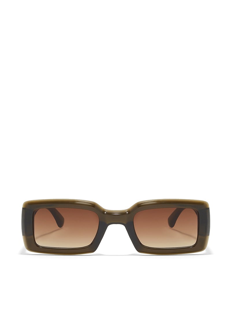 Blackout BlackOut Zen, Women’s Rectangle Sunglasses with UV400 Protection (Green, Brown)  - Image 1