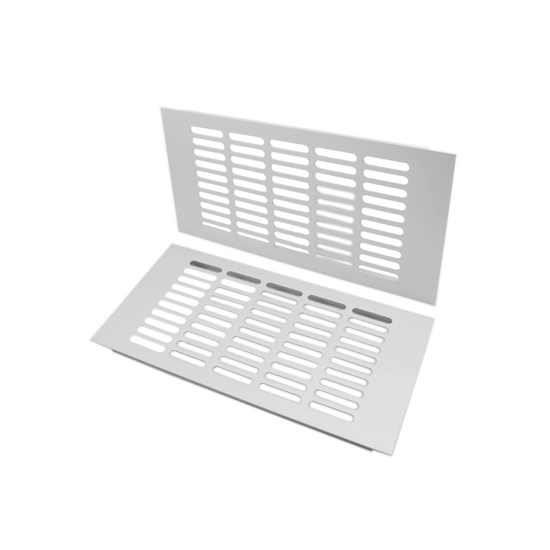TTZEZE 2PCS Air Vent Cover,TTZEZE Silver Aluminium Alloy Ventilation Grille Rectangle Metal Louvered Grill Cover for Wardrobe Stove Shoe Cabinet Sink Kitchen Bathroom Side Wall Ceiling and Floor Exhaust Vent - Image 1