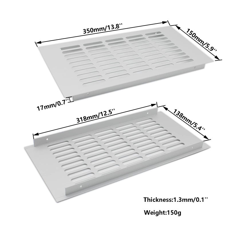 TTZEZE 2PCS Air Vent Cover,TTZEZE Silver Aluminium Alloy Ventilation Grille Rectangle Metal Louvered Grill Cover for Wardrobe Stove Shoe Cabinet Sink Kitchen Bathroom Side Wall Ceiling and Floor Exhaust Vent - Image 2