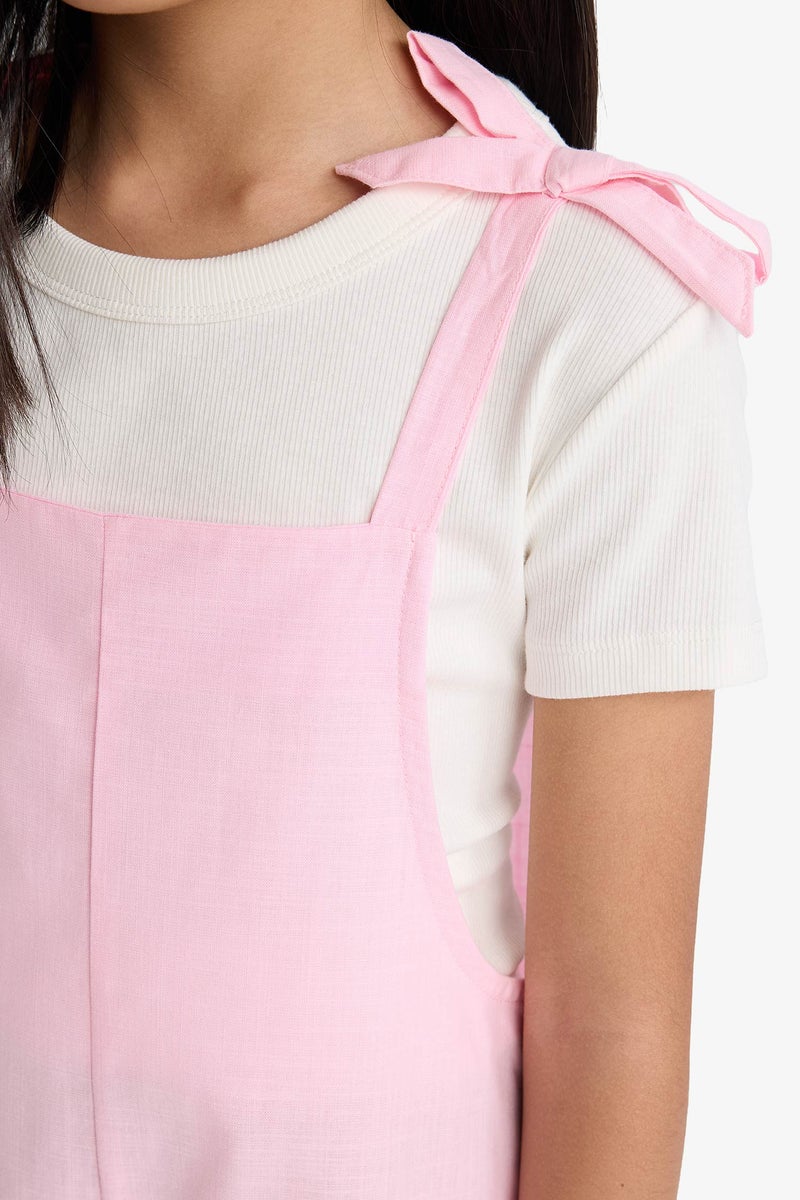 DeFacto Pink Girl Girl Viscose Suspender Jumpsuit Casual - Image 5