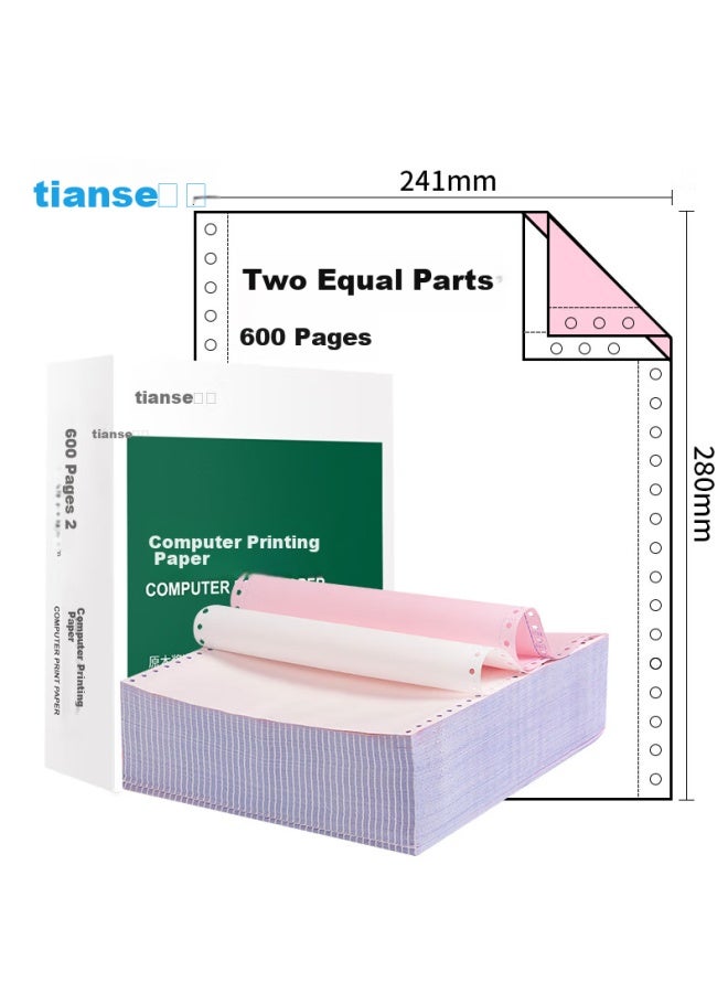 Tianse High-quality Printing Paper, Double-sheet Continuous Form Paper, Colored Perforated Edge Computer Printing Paper, Invoice List Delivery Note - Image 1