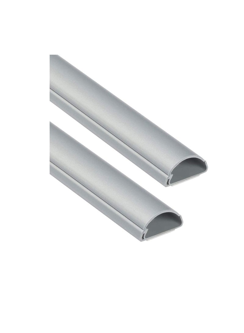 1 Meter  Floor PVC Trunking With Self Adhesive Red Sticker Wall Cord Cover Cable Concealer On-Wall Wire Cover Paintable Cable Management - Pack of 2 (14x48MM, Grey)  - Image 3
