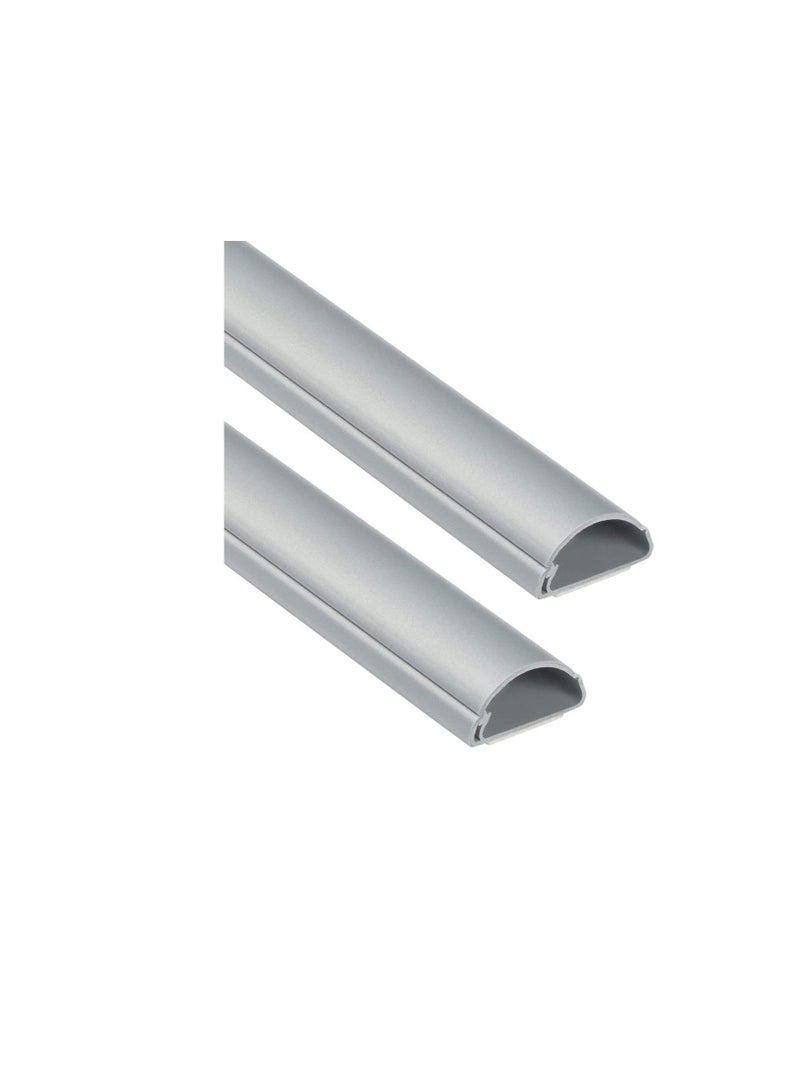 1 Meter  Floor PVC Trunking With Self Adhesive Red Sticker Wall Cord Cover Cable Concealer On-Wall Wire Cover Paintable Cable Management - Pack of 2 (14x48MM, Grey)  - Image 1