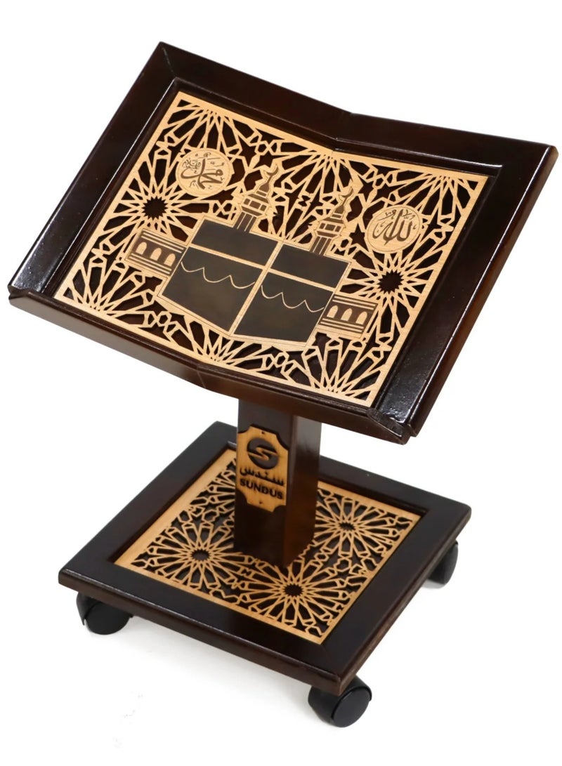 سندس حامل القرآن الكريم حجم متوسط ​​للقراءة جالساً على الأرض - بني - Image 2