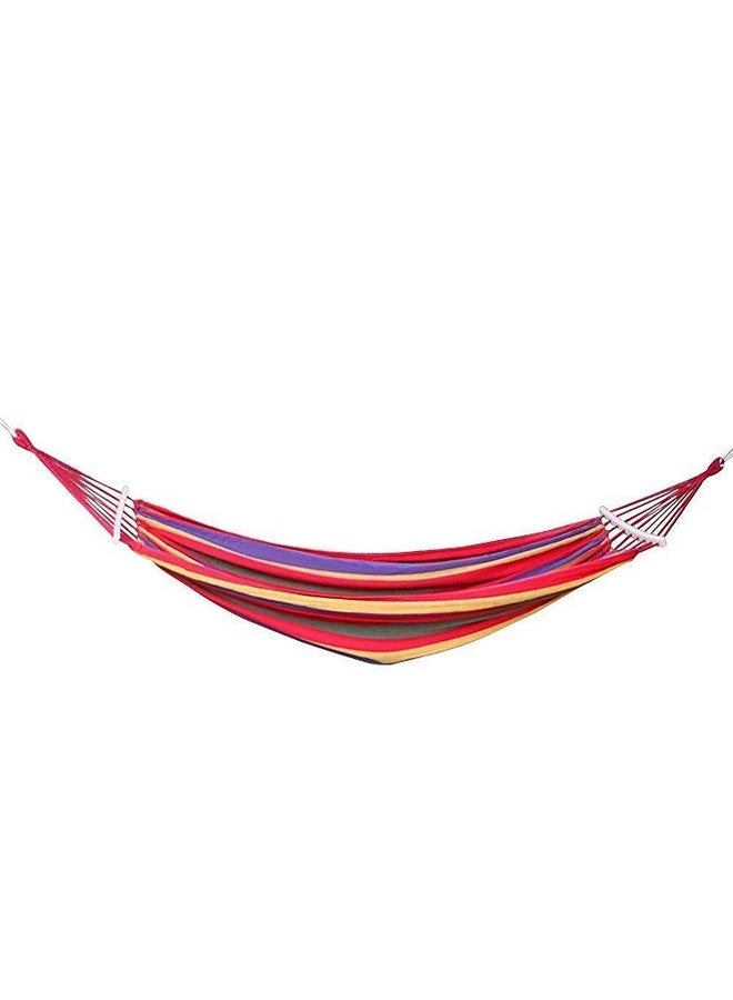 REIL RAID Outdoor Camping Canvas Fabric Portable Garden Hammocks Striped Ultralight Outdoor Beach Swing Bed with Strong Rope,Swing for Garden (280 * 100CM, Red1) - Image 2