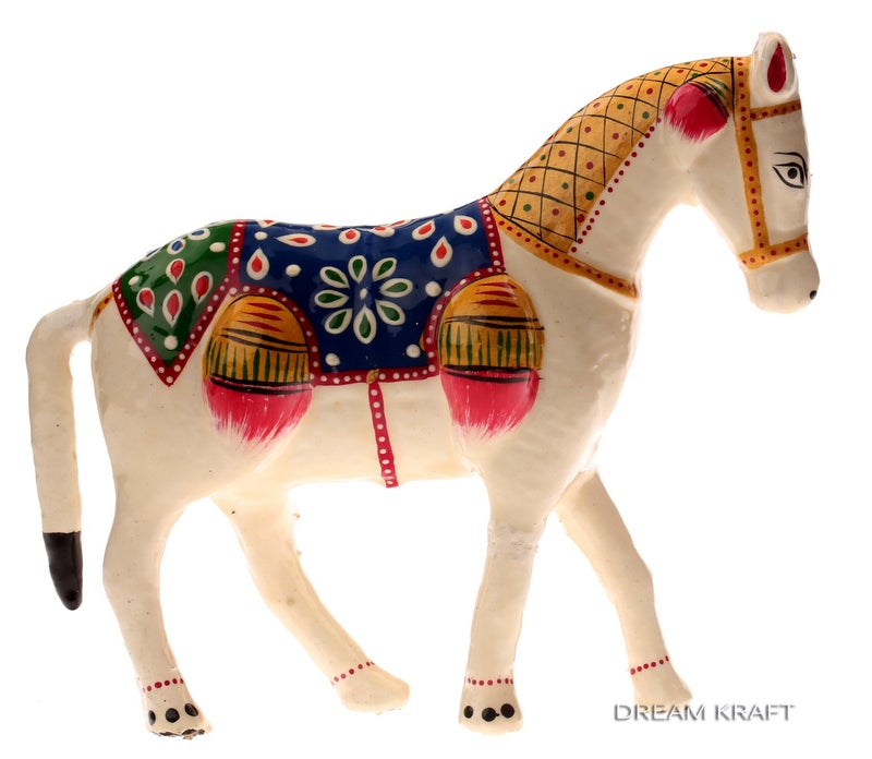DreamKraft Paper Mache Horse Showpiece Figurine Idols for Home Decor - White (18 x 6 x 15 cm) - Image 5