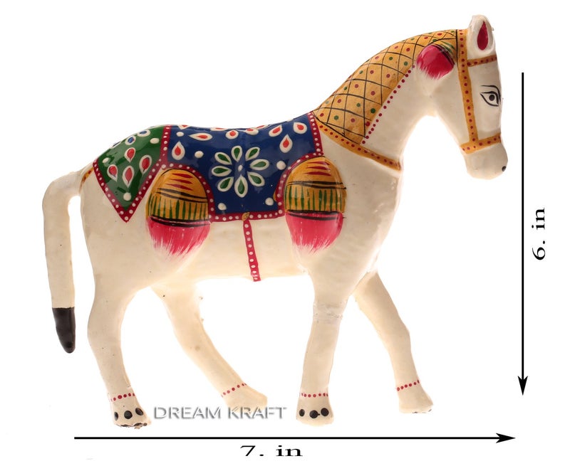 DreamKraft Paper Mache Horse Showpiece Figurine Idols for Home Decor - White (18 x 6 x 15 cm) - Image 2