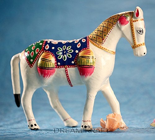DreamKraft Paper Mache Horse Showpiece Figurine Idols for Home Decor - White (18 x 6 x 15 cm) - Image 3