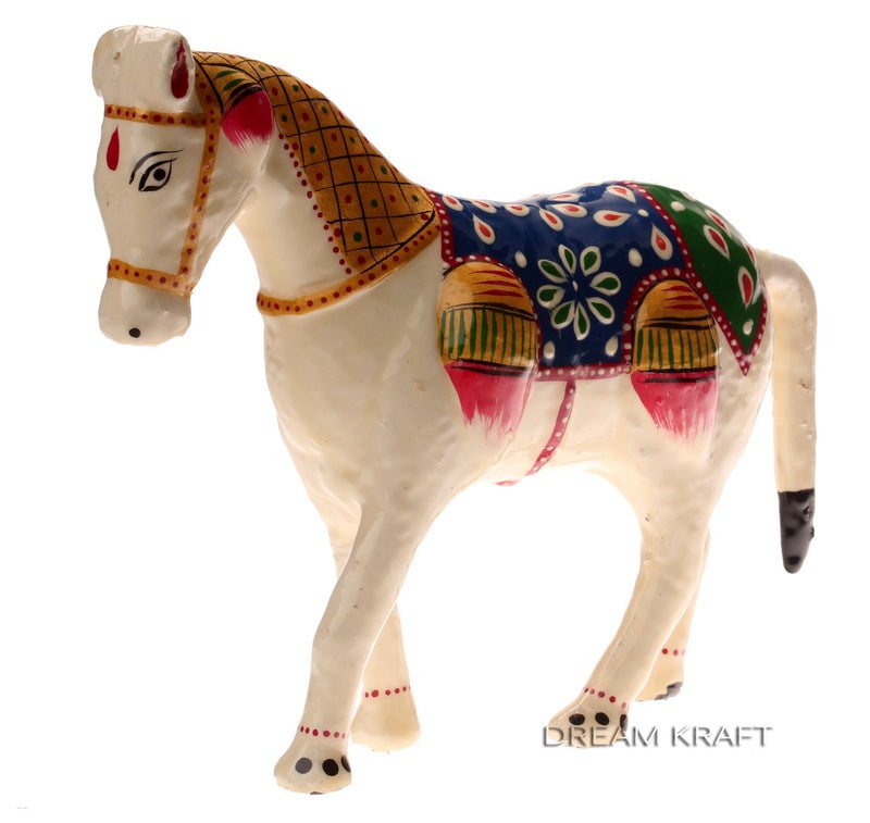 DreamKraft Paper Mache Horse Showpiece Figurine Idols for Home Decor - White (18 x 6 x 15 cm) - Image 4