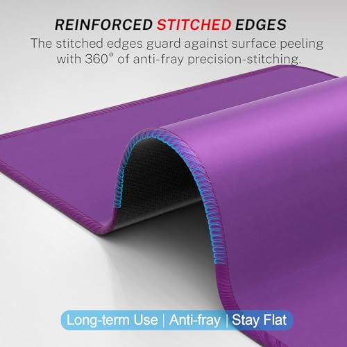 MROCO Mouse Pad [30% Larger] with Anti-Fray Stitched Edges, Premium-Textured Waterproof Surface, Non-Slip Rubber Base, Computer & Gaming Mouse Mat for Laptop, Office & Home, 8.5 x 11 in, Violet Purple - Image 3