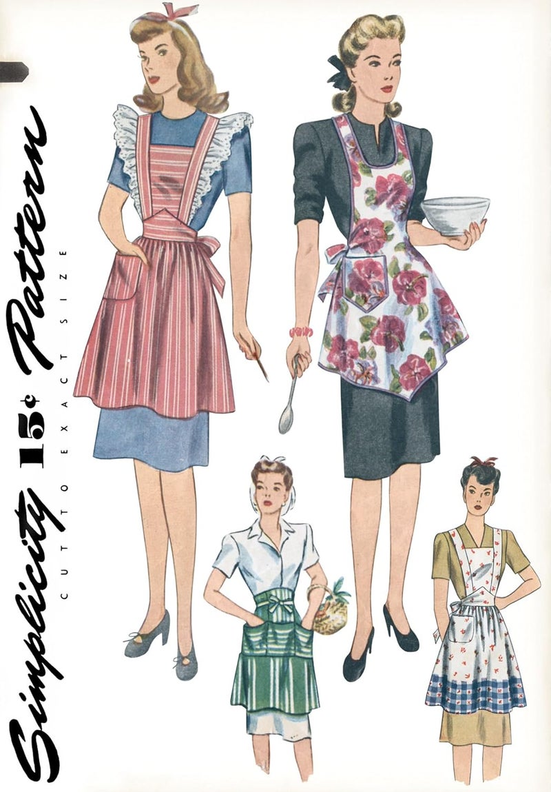 Simplicity Vintage 1221 1940's Vintage Fashion Women's Apron Sewing Pattern Kit, Sizes S-L - Image 4