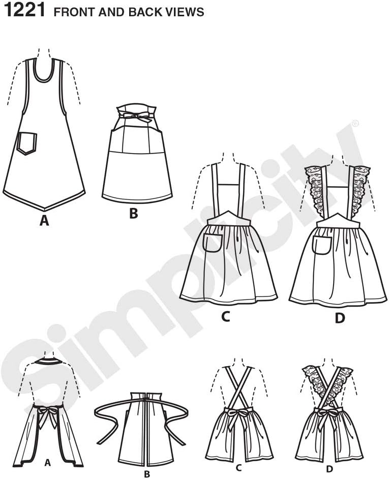 Simplicity Vintage 1221 1940's Vintage Fashion Women's Apron Sewing Pattern Kit, Sizes S-L - Image 3