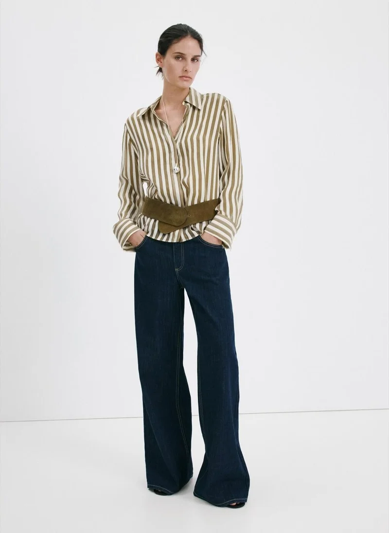 MANGO Semi-transparent striped lyocell shirt