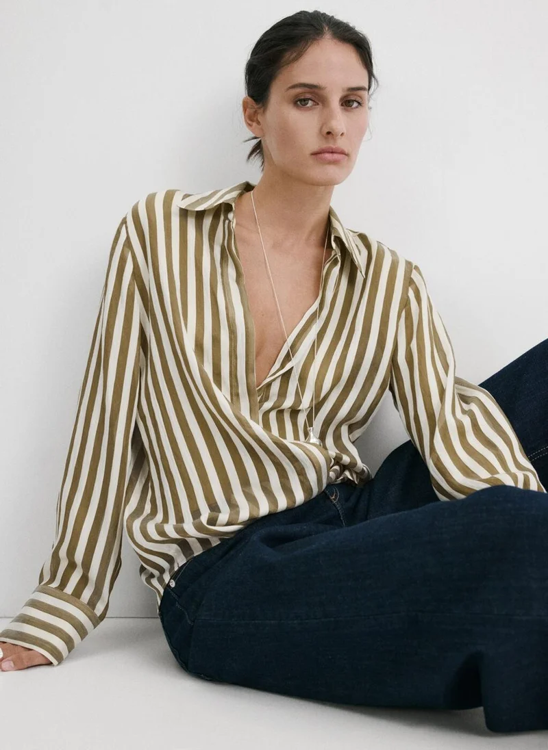 Mango  Semi-transparent striped lyocell shirt for Women | Best Price UAE