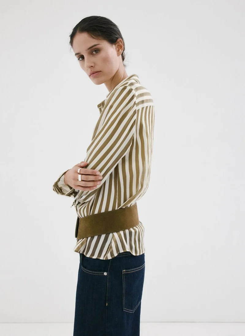 Mango  Semi-transparent striped lyocell shirt for Women | Best Price UAE