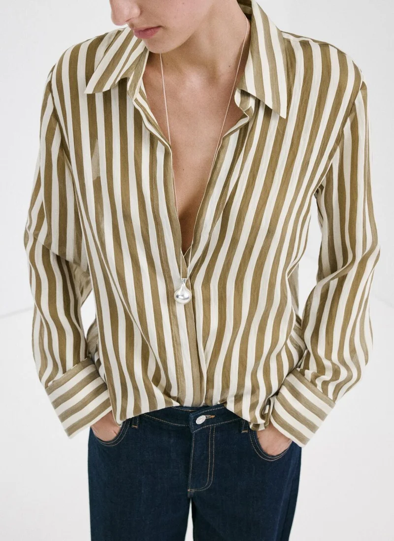 Mango  Semi-transparent striped lyocell shirt for Women | Best Price UAE